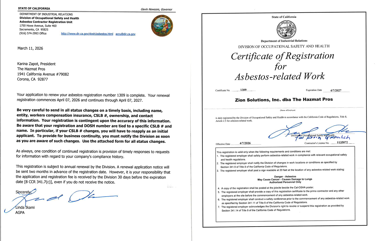 dosh cert and cslb cert